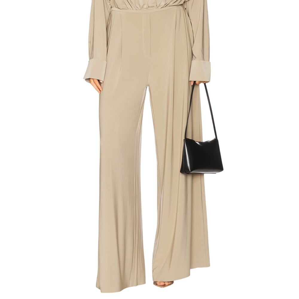 Norma Kamali Relaxed Tan Pleat Pants Size L